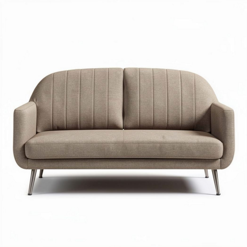 Fabric loveseat with modern design and chrome legs 150 x 90 x 75cm beige