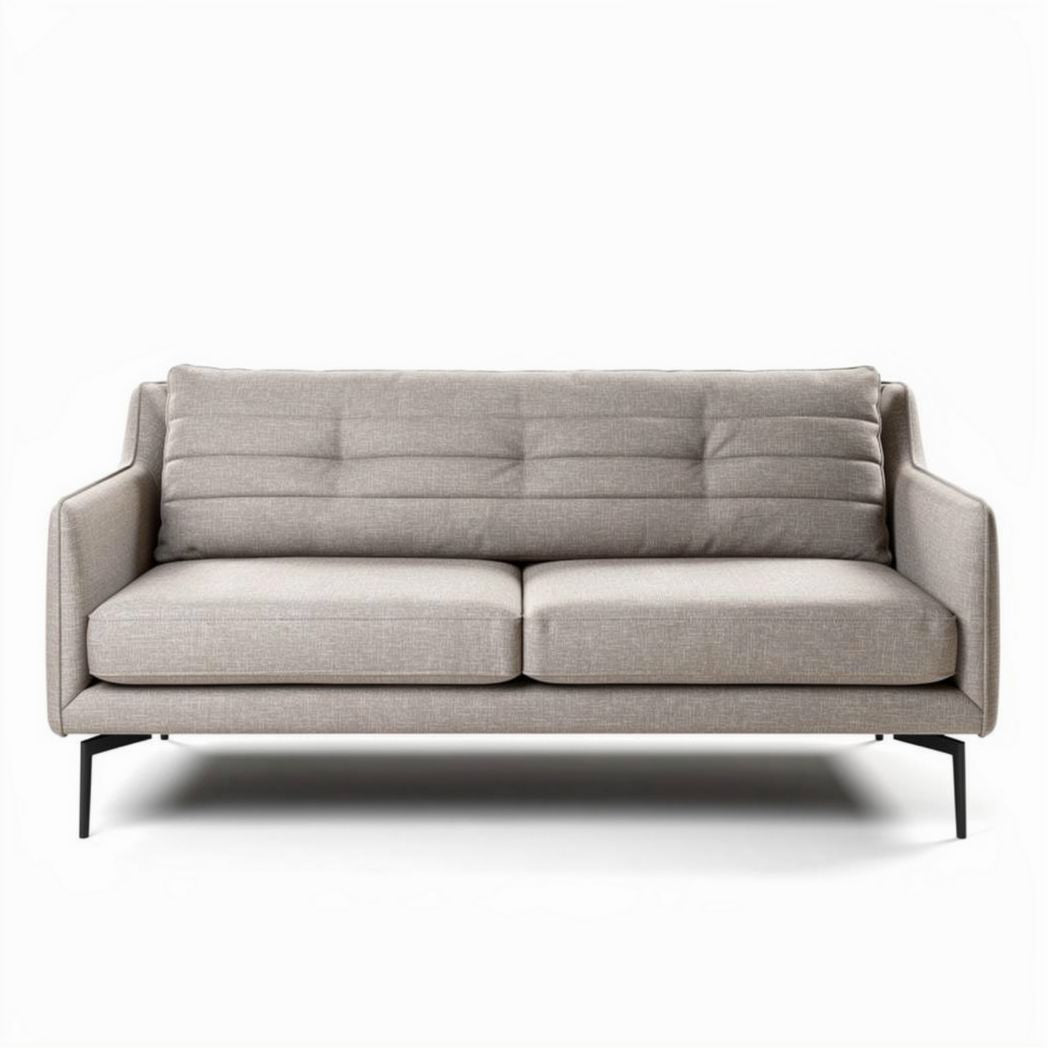 Modern fabric sofa for living room with gray upholstery and metal legs 180 x 75 x 85cm