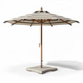 Stripped outdoor patio umbrella with wooden frame and 240 x 240 x 250cm base