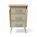Wooden nightstand with three drawers in green and oak finish 40 x 30 x 60cm