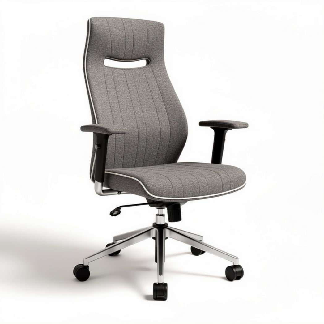 Ergonomic office chair with adjustable armrests in gray fabric 60 x 60 x 100cm