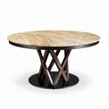 Round dining table in marble and wood with metal base 100 x 100 x 75cm