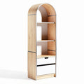 Freestanding wooden shelf unit with two drawers and three open shelves 80 x 30 x 180cm