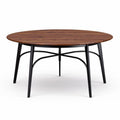 Round wood coffee table with metal legs 120 x 120 x 75cm rustic design
