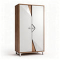 Wooden wardrobe with mirrored doors for storage 80 x 40 x 180cm