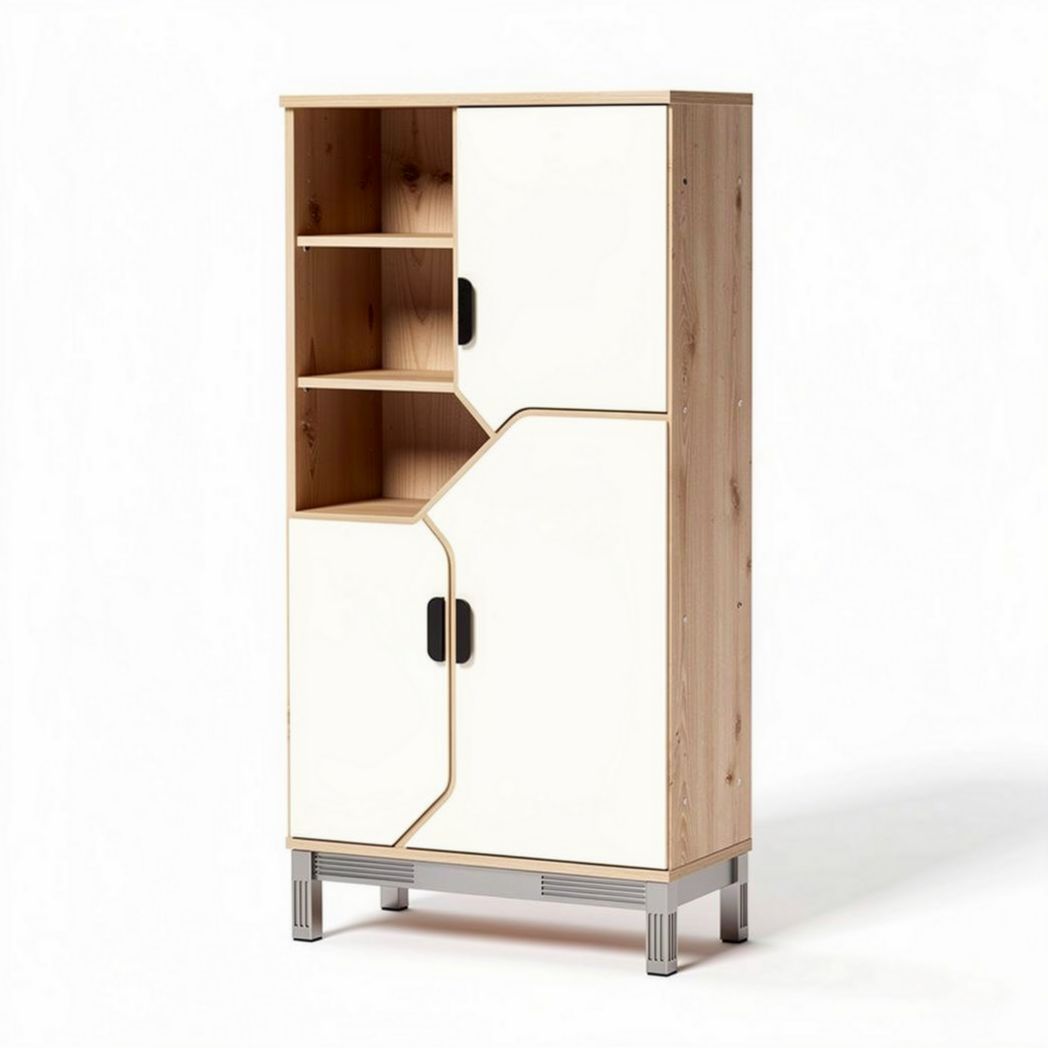 Wooden storage cabinet with adjustable shelves and sliding doors 80 x 40 x 180cm