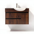 Wall-mounted bathroom vanity with sink featuring walnut finish 60 x 45 x 25cm