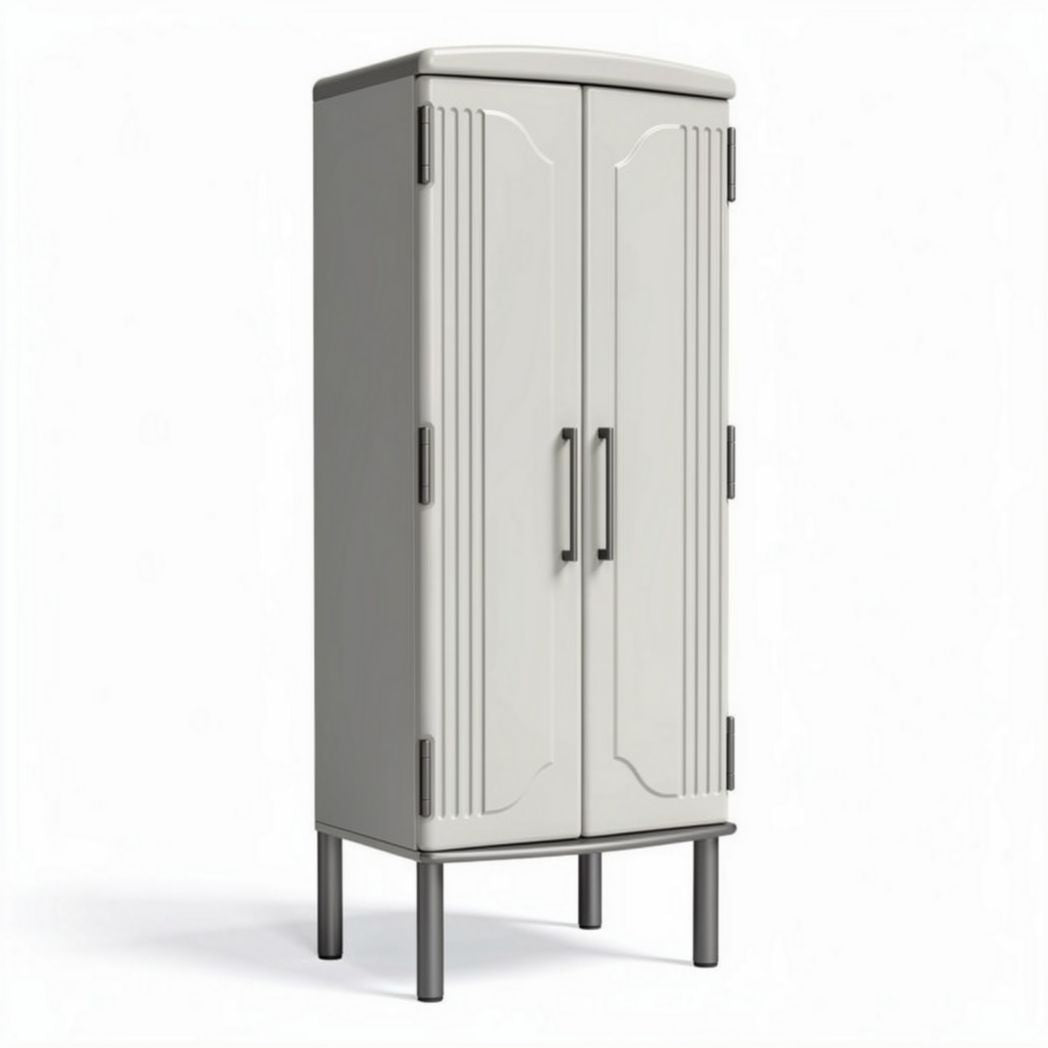Weather-resistant storage cabinet with two doors and metal legs 90 x 45 x 180cm