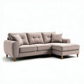 Fabric sectional sofa in light beige with wooden legs 230 x 90 x 85cm