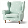 Kids star print upholstered armchair in light mint green 80 x 70 x 85cm